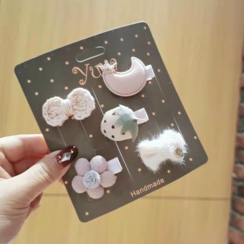 Set 5 kẹp tóc xinh xắn dễ thương phong cách Hàn Quốc cho bé yêu D14