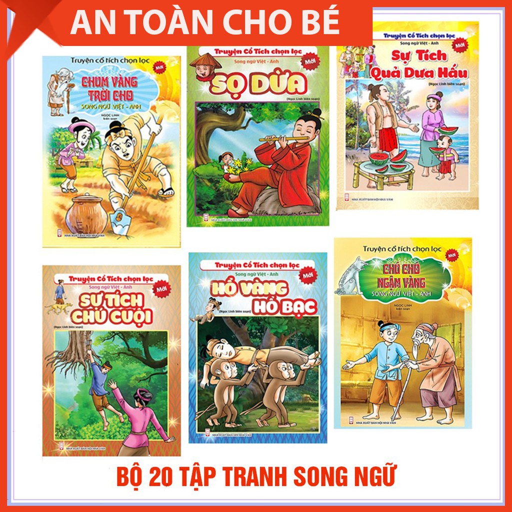 Bộ 20 Tập tranh cổ tích song ngữ cho bé (10 tờ / 1 tập) - Kích thước 19x27cm