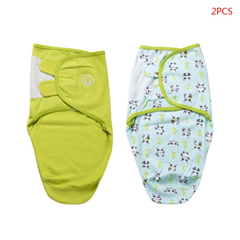 Bộ 2 Chăn Quấn Em Bé Từ 0-2 Tháng Tuổi Chất Liệu Cotton Mềm Mại Hình Kén Dễ Thương