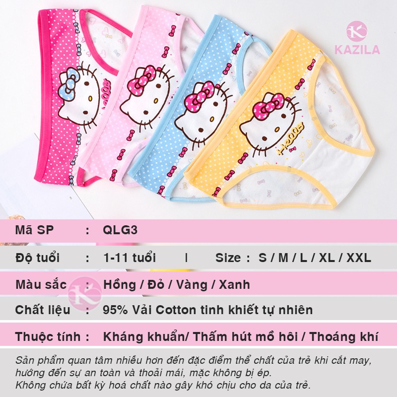 Quần chip bé gái cotton tinh khiết hạng A, quần lót bé gái Mèo hello kitty Kazila QLG3