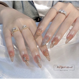 Móng úp, nailbox thiết kế thạch nâu gel nổi