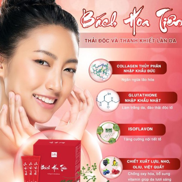 BÁCH HOA TIÊN Las beauty cốm uống đẹp da Cam kết 100% chính hãng