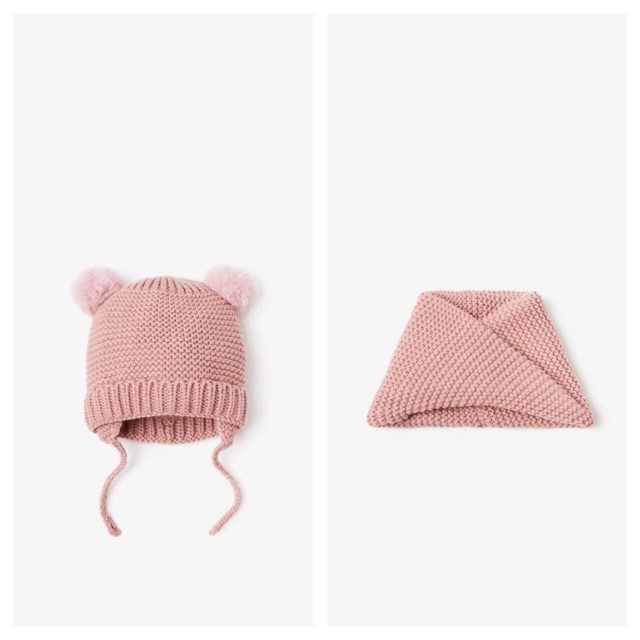 Set mũ len và khăn cho bé sz 1-5y