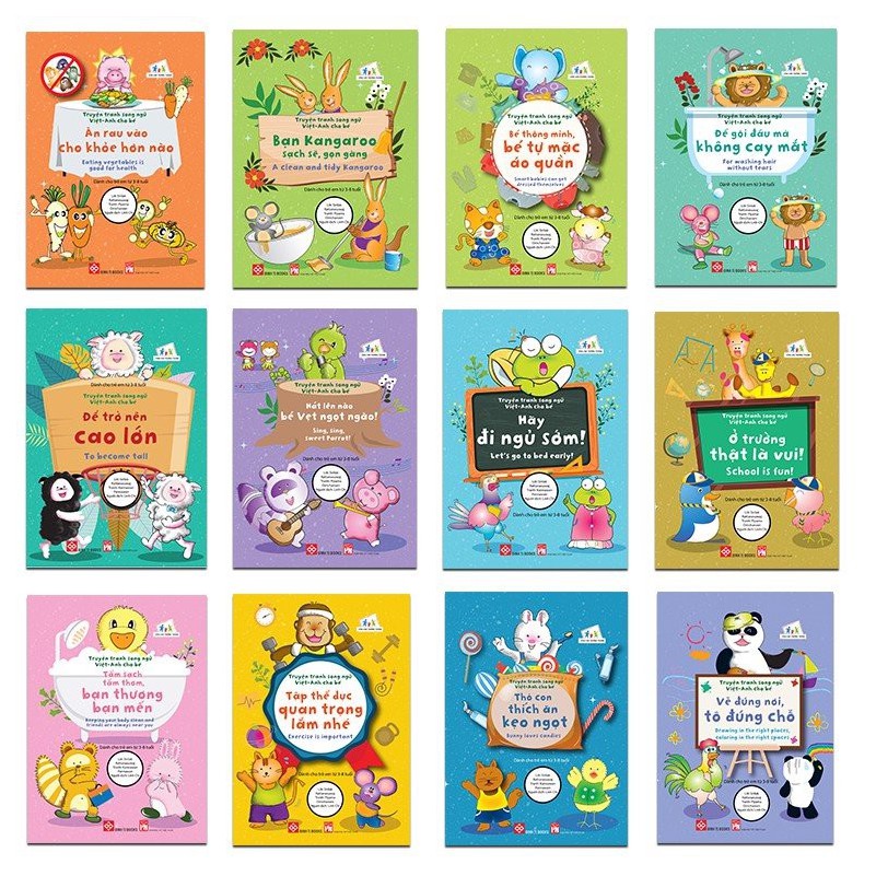 Sách - Combo Truyện tranh song ngữ Việt - Anh cho bé (Trọn bộ 12 cuốn)