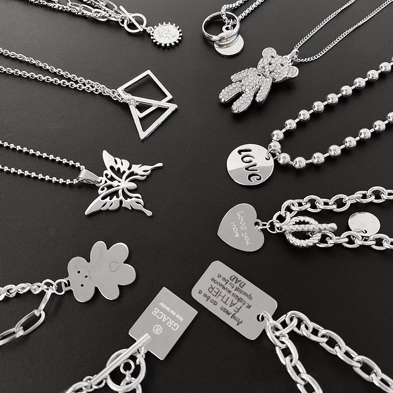 Vòng cổ Mặt Hình Bướm Bằng Kim Loại Phong Cách Hip hop Hàn Quốc Thời Trang