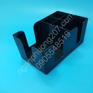 Kệ mika nhiều ngăn đựng ống hút, muỗng, khăn giấy, muỗng