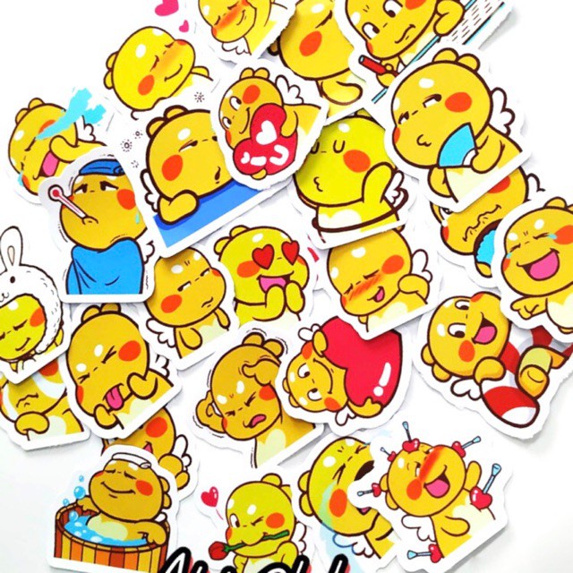 Set 40 cái Sticker QooBee Cute dán trang trí laptop, máy tính bỏ túi, vali, điện thoại, đàn ghita, hộp bút,đt,...