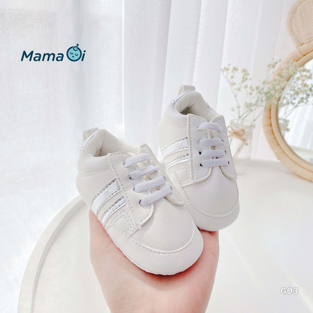 Giày bata cho bé giày tập đi thể thao màu trắng đế vải nhẹ chất da thời trắng cho bé của Mama Ơi - Thời trang cho bé