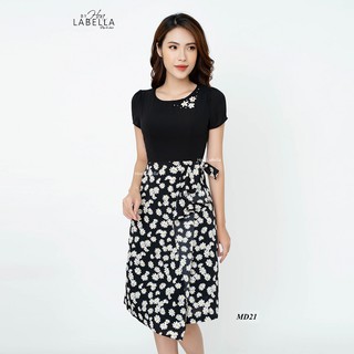Đầm Liền HOABELLA Hoa Cúc Thắt Nơ Eo Chất Lụa Siêu Xinh (MD21)