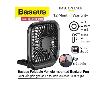 Quạt xếp Baseus Foldable Vehicle-mounted Backseat Fan đa năng gắn lưng ghế trên xe hơi và bàn làm việc