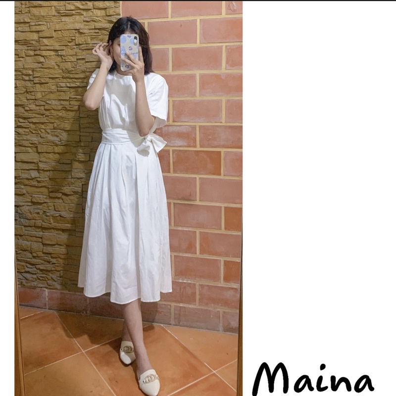 Váy xếp ly eo kèm đai Maina - Đầm thiết kế basic 4 màu | BigBuy360 - bigbuy360.vn