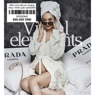 Bộ chụp bầu áo choàng lông kèm khăn cuốn đầu