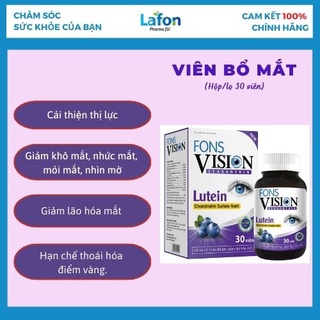 Viên uống bổ mắt❤️LUTEIN❤️Hỗ trợ mỏi mắt, khô mắt, tăng cường thị lực✔️️️ Đẩy lùi thoái Hóa Điểm Vàng Fons Vision (30v)