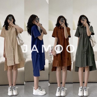 Váy sơ mi vạt vuông đuôi tôm phong cách Hàn Quốc