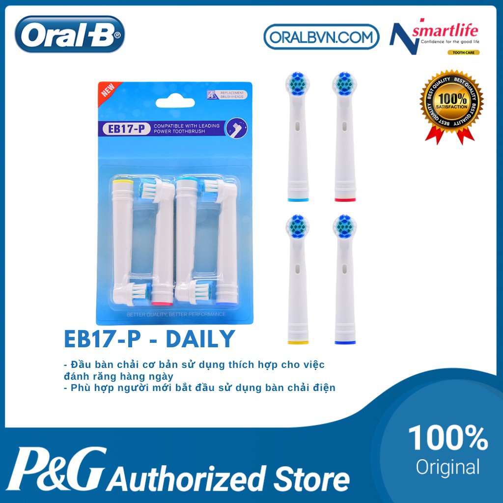 [Xả tồn kho] - Bộ 4 đầu bàn chải đánh răng điện thay thế cho máy Braun Oral B EB17-P - Precision, FlossAction, Gum Care