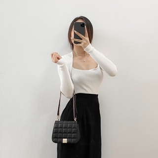 ÁO LEN TĂM CỔ VUÔNG/ LEN TĂM BASIC HÀN QUỐC TÔN DÁNG