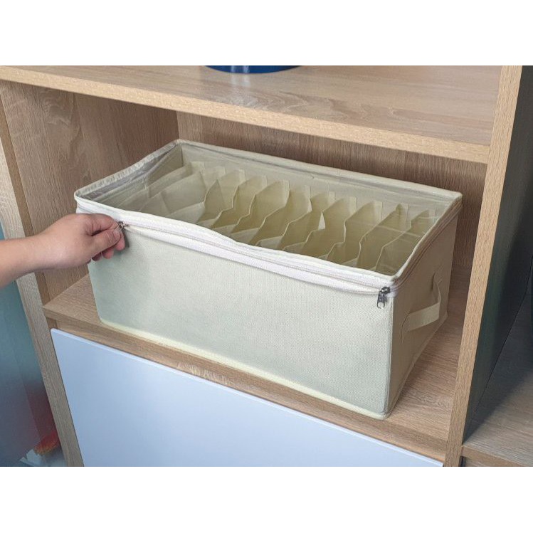 Hộp Vải Đựng Đồ Có Nắp Mặt Kính Chống Bụi Bẩn. Hộp Để Quần Áo, Khăn Tắm Chia Nhiều Ngăn Tiện Ích HD STORE
