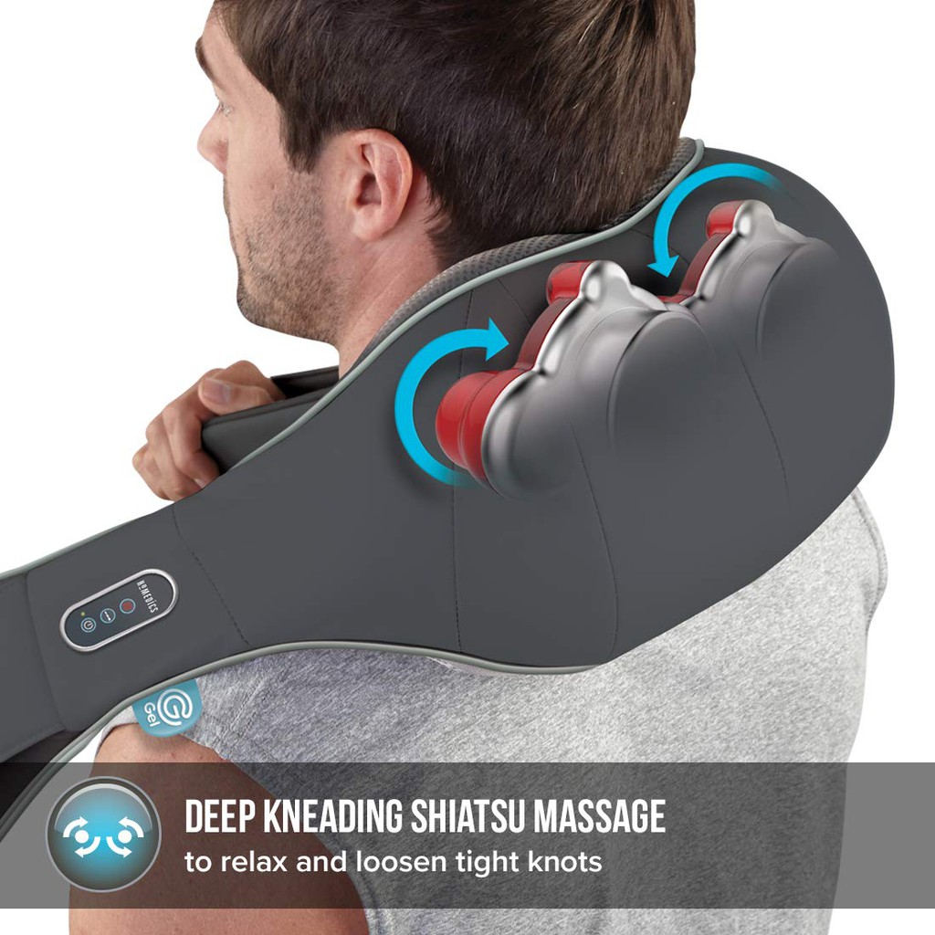 [CHÍNH HÃNG] Đai Massage Vai Cổ Gáy USA công nghệ 3D Shiatsu GEL HoMedics NMS-700RCG-EU