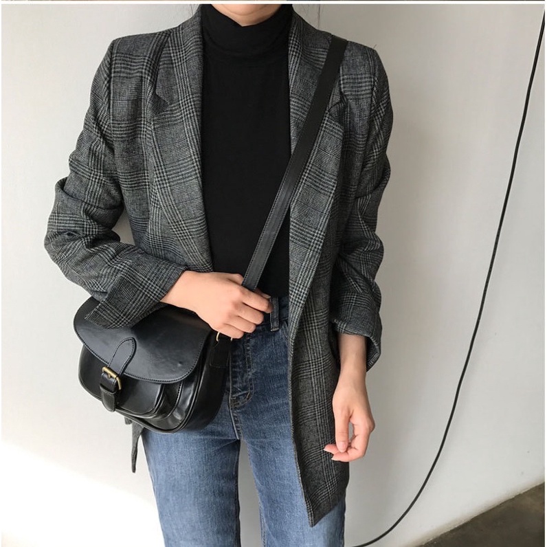 Áo Vest/ Blazer TAY GẬP ĐỘN VAI hai màu siêu sang