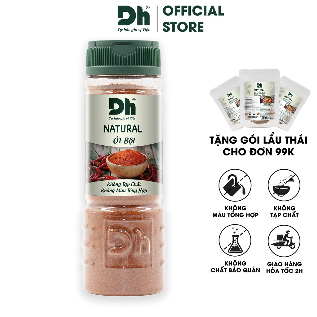 Bột ớt Natural Dh Foods gia vị tự nhiên ướp, nêm thực phẩm tiện lợi 30gr