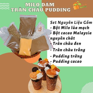 Set Milo Dầm Trân Châu Pudding 10-20 Chén nhai nhóp nhép cùng cực nhiều Topping