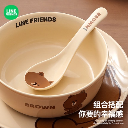 Thìa gốm sứ Line Friends chất lượng cao; thìa ăn súp, cơm siêu dễ thương
