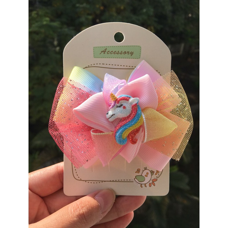 KẸP NƠ HANDMADE CẦU VỒNG PONY