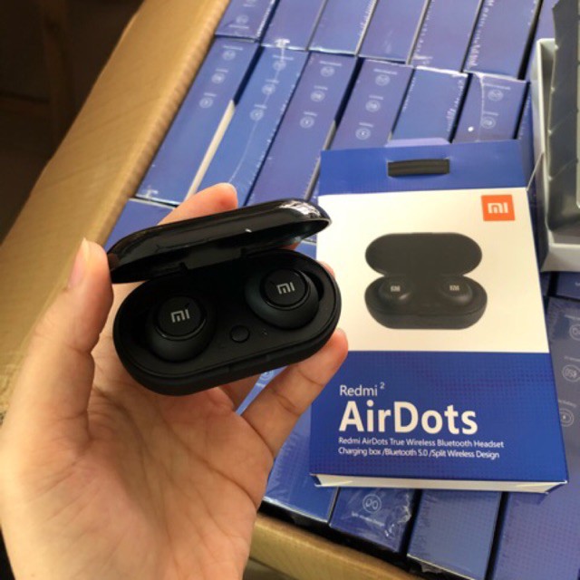 TaiNghe Bluetooth, AirDots Redmi2 Đen True Wireless Công Nghệ 5.0 Kèm Đốc Sạc ,Cảm Biến Tự Động Kết Nối