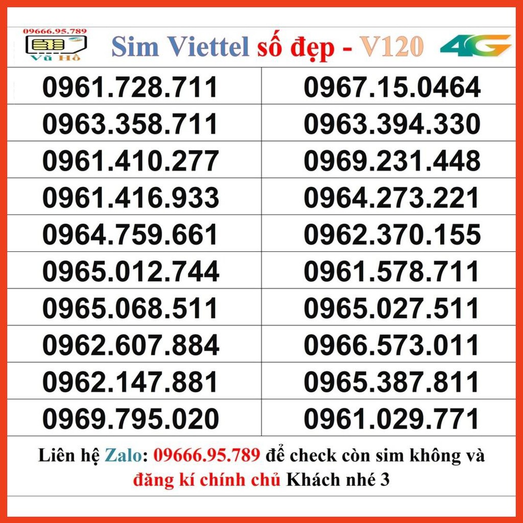 Sim Viettel V120 đầu 09 số đẹp giá rẻ 3 [HOT]