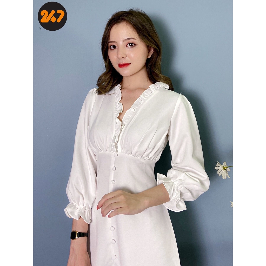 [Mã FAGREEN245 giảm 10% tối đa 30K đơn 99K] Váy Trắng Tay Bồng Tinh Khôi - Váy Liền Thân | BigBuy360 - bigbuy360.vn