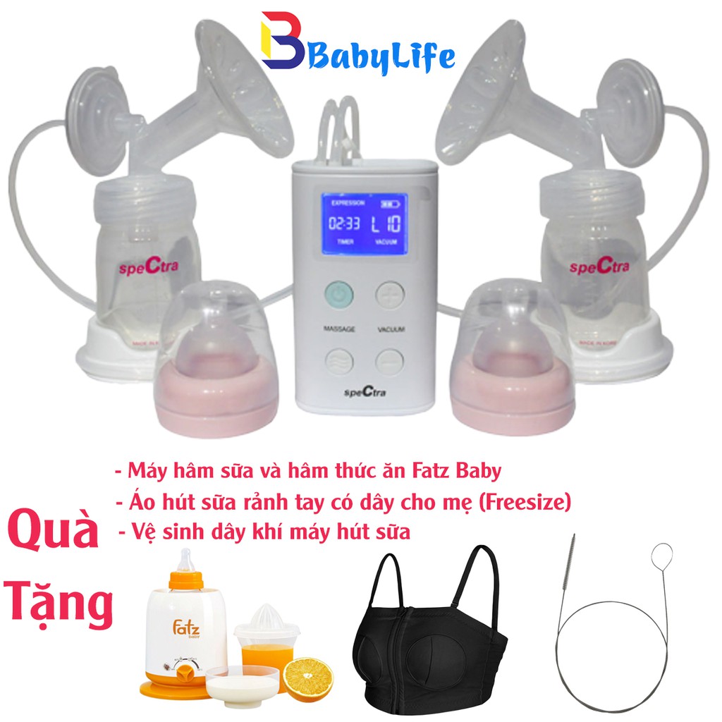 Máy hút sữa Spectra 9 Plus - Combo quà tặng máy hâm sữa Fatz Baby + áo hút sữa rảnh tay + vệ sinh dây khí