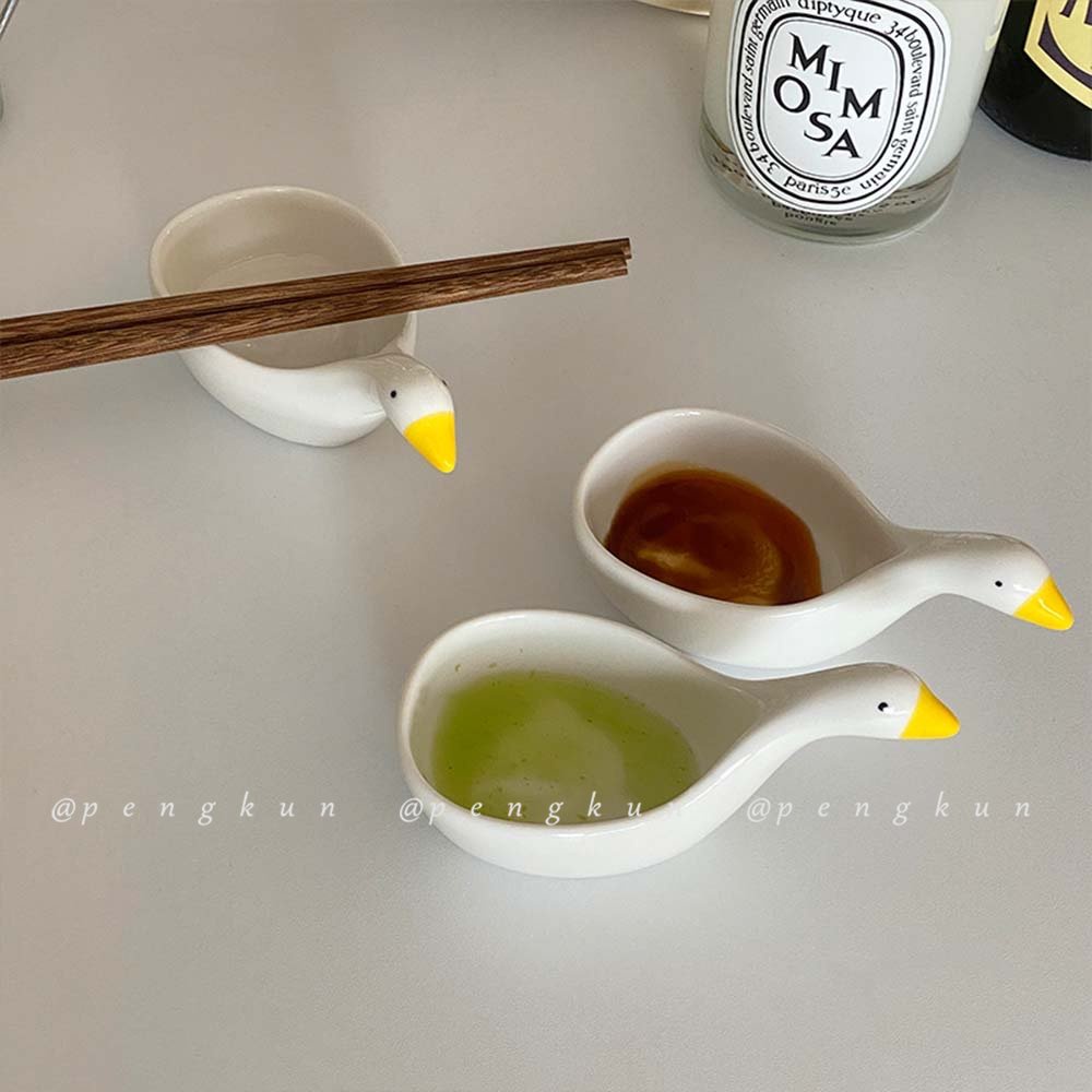 Đĩa Sứ Nhỏ Đựng Nước Chấm Hình Vịt Con Ba Chiều Dễ Thương Sáng Tạo Phong Cách Nhật Bản