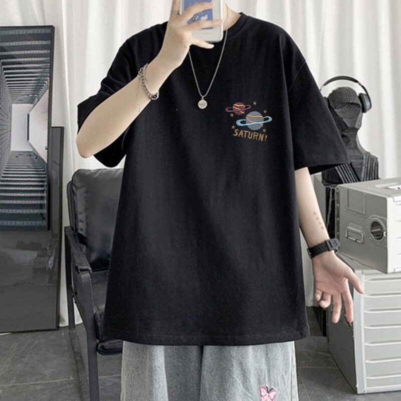 Áo thun AOKANG ngắn tay thêu hình hành tinh thời trang Hàn Quốc cho nam