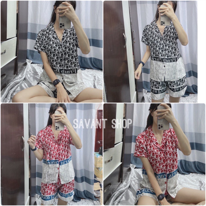 [ MẪU MỚI ] PIJAMA MẶC NHÀ CỘC ĐÙI HOẠ TIẾT DIORR SANG CHẢNH .