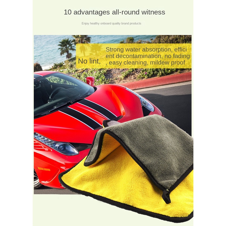 Khăn Lông Cừu San Hô Hai Mặt Dày Dặn Thấm Hút Tốt Vệ Sinh Xe Hơi