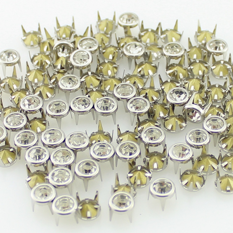 Set 100 Đinh Tán 7mm Đính Đá Pha Lê Trang Trí Túi Xách Da DIY