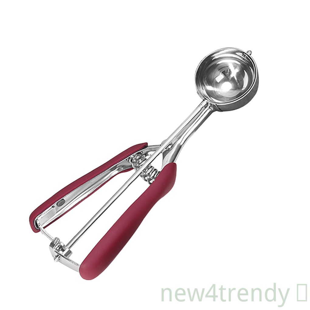 [NEW4]Ice Cream Scoop Stainless Steel Cookie Dough Spoon Fruit Potato Digging Ball Scooper, Wine Red, 5cm