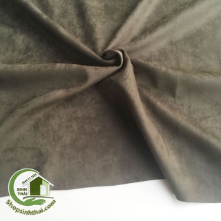Vải da lộn màu xanh rêu - vải giả da lộn may quần áo, sofa, áo gối cao cấp - vải mềm dẻo [ 50cm x khổ 1,6m ]