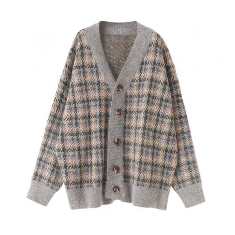 Hàng Sẵn_ Áo Khoác Len Cadigan Dáng Dài From Rộng Bigsz Họa Tiết Zizac Phối 2 Màu Phong Cách Hàn Quốc Ak9104