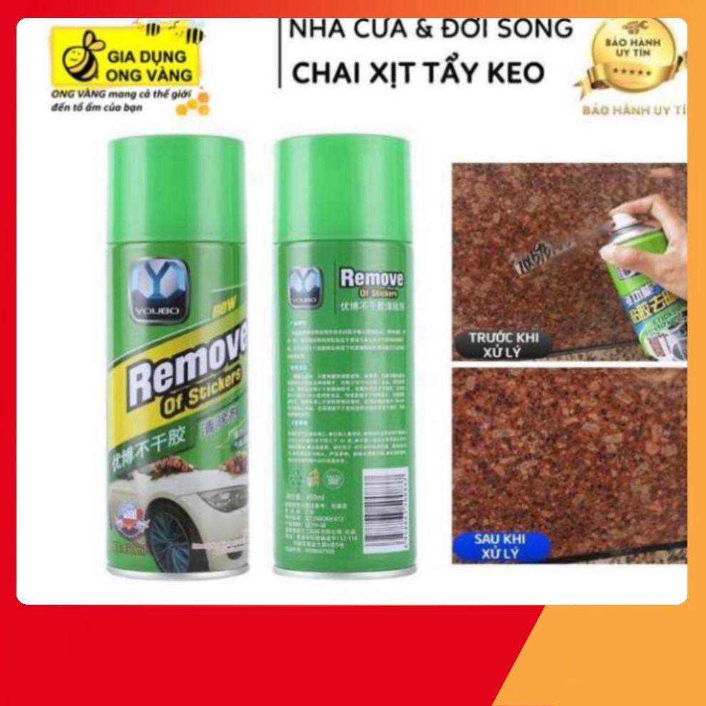 Chai Xịt Tẩy Keo, Nhưa Đường, Băng Dính, Vết Bám Khó Rửa Trên Xe Máy, Ô Tô Remove of sticker 450ml halo