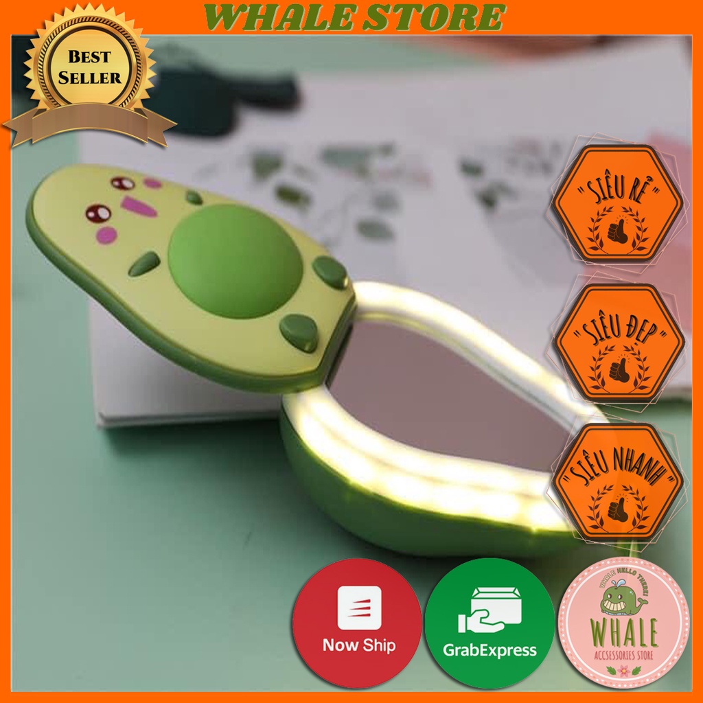 [Giảm 30% Nhập Mã WHALE3005] Quạt Mini Có Đèn Led Quạt Gương Mini Gương Hàn Quốc Hình Quả Bơ Cute Whale Store - WSTG3801