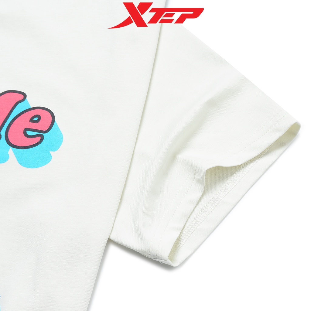 Áo phông thể thao nữ Xtep, cổ tròn, chất vải cotton mềm mại, thoáng mát, dáng unisex 878228010016