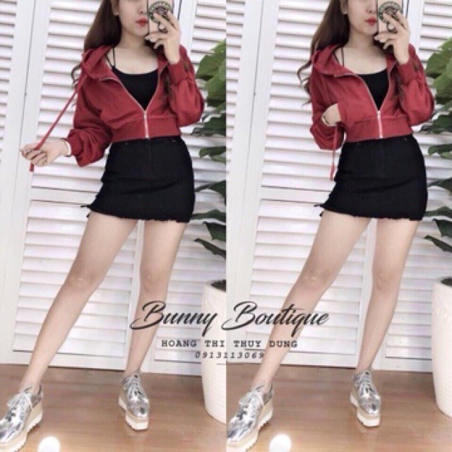 áo khoác nữ ngắn croptop thun da cá xinh xắn D10