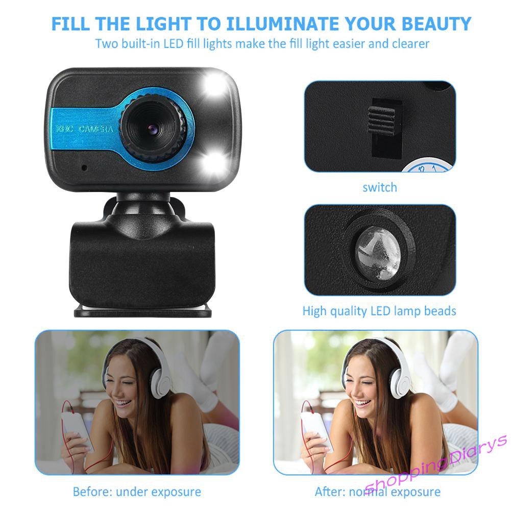 Webcam Usb HD Tích Hợp Micro 2 Đèn Led Hỗ Trợ Quay Ban Đêm | BigBuy360 - bigbuy360.vn