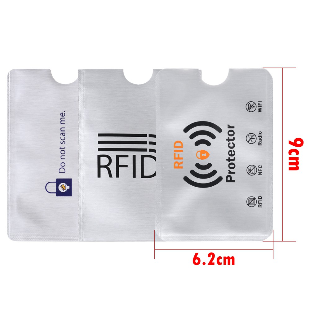 Set 10 Bao Đựng Thẻ Id Rfid Bằng Nhôm Chống Trộm Giá Đỡ