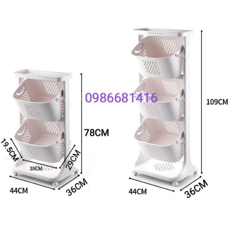 Kệ đựng đồ 4 tầng đa năng 5567, Rổ đựng quần áo 3 tầng có bánh xe nhựa Việt Nhật aladanh-net-vn