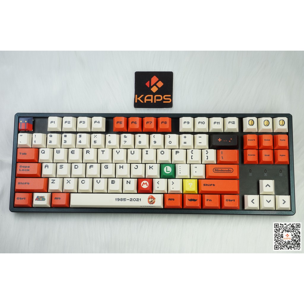 Keycap MARIO ĐỎ Full-box - CHERRY - PBT - Dyesub- 120 nút cho bàn phím cơ (Filco, Leopold, IKBC, Edra, keychron)