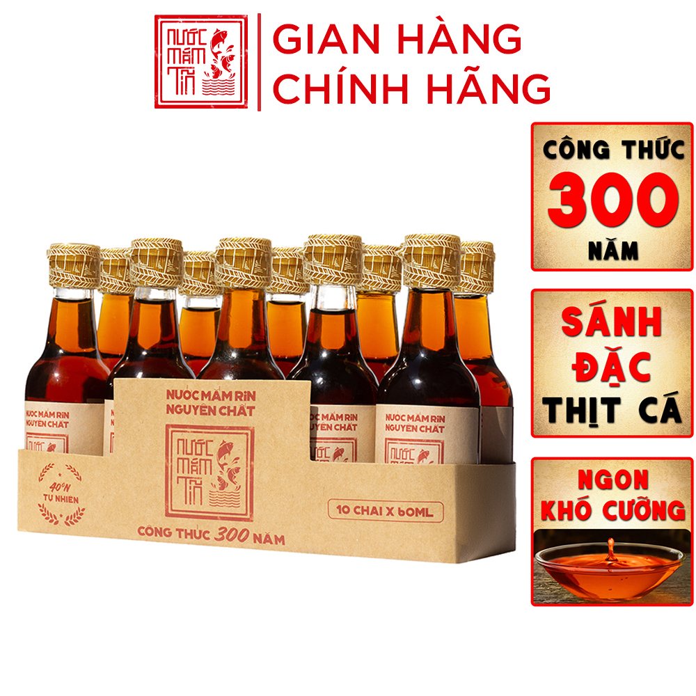 [MỚI NHẤT] Lốc 10 Chai Nước Mắm Tĩn Mini Du Lịch 40N 60ml/chai Đạm Rin Nguyên Chất Truyền Thống