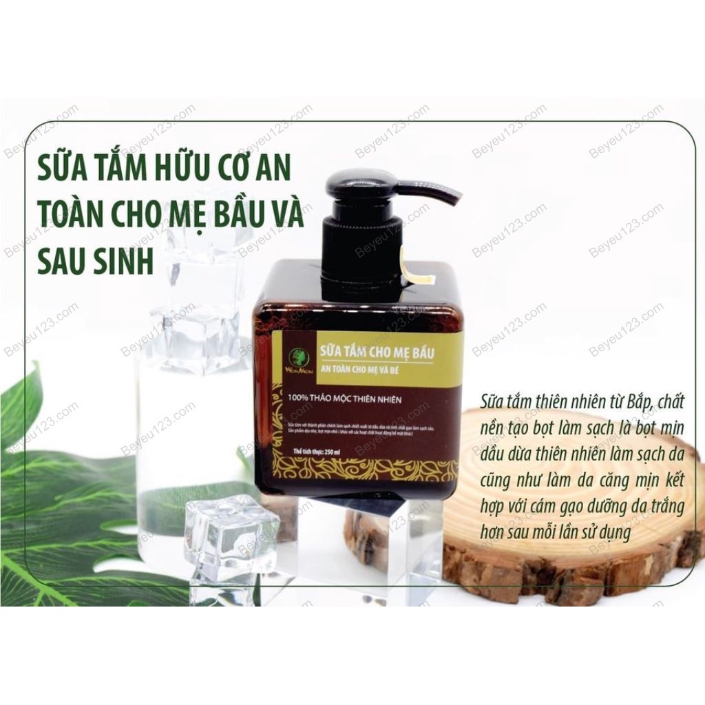 COMBO Tắm gội hữu cơ cho Bầu và sau sinh Wonmom (1 Sữa tắm + 1 Dầu gội cốt bồ kết) (Sản xuất tại Việt Nam)