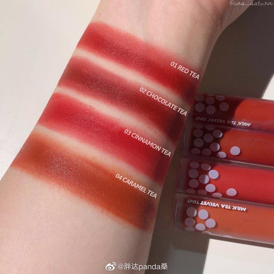 Son Kem Lì Romand Cam Gạch Đất Milk Tea Velvet Tint 04 Caramel Tea - Son Kem Cam Đất Romand Milk Tea